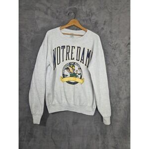 Vtg 90s Notre Dame Fighting Irish Galt Sand Sweatshirt Unisex L Thick Gray USA‎